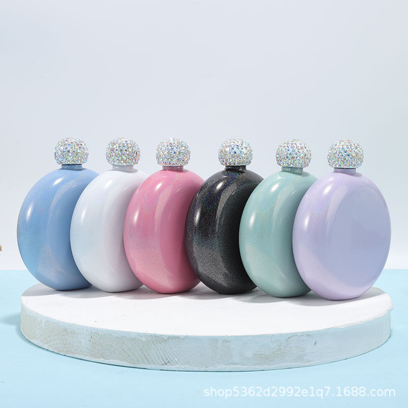 Personalized Round Flasks with Rhinestone Lid for Unique and Love | JNSDec61