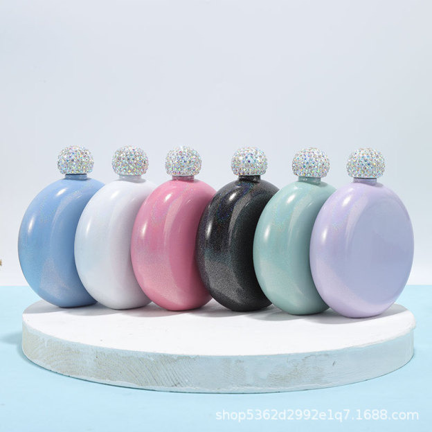 Personalized Round Flasks with Rhinestone Lid for Unique and Love | JNSDec61