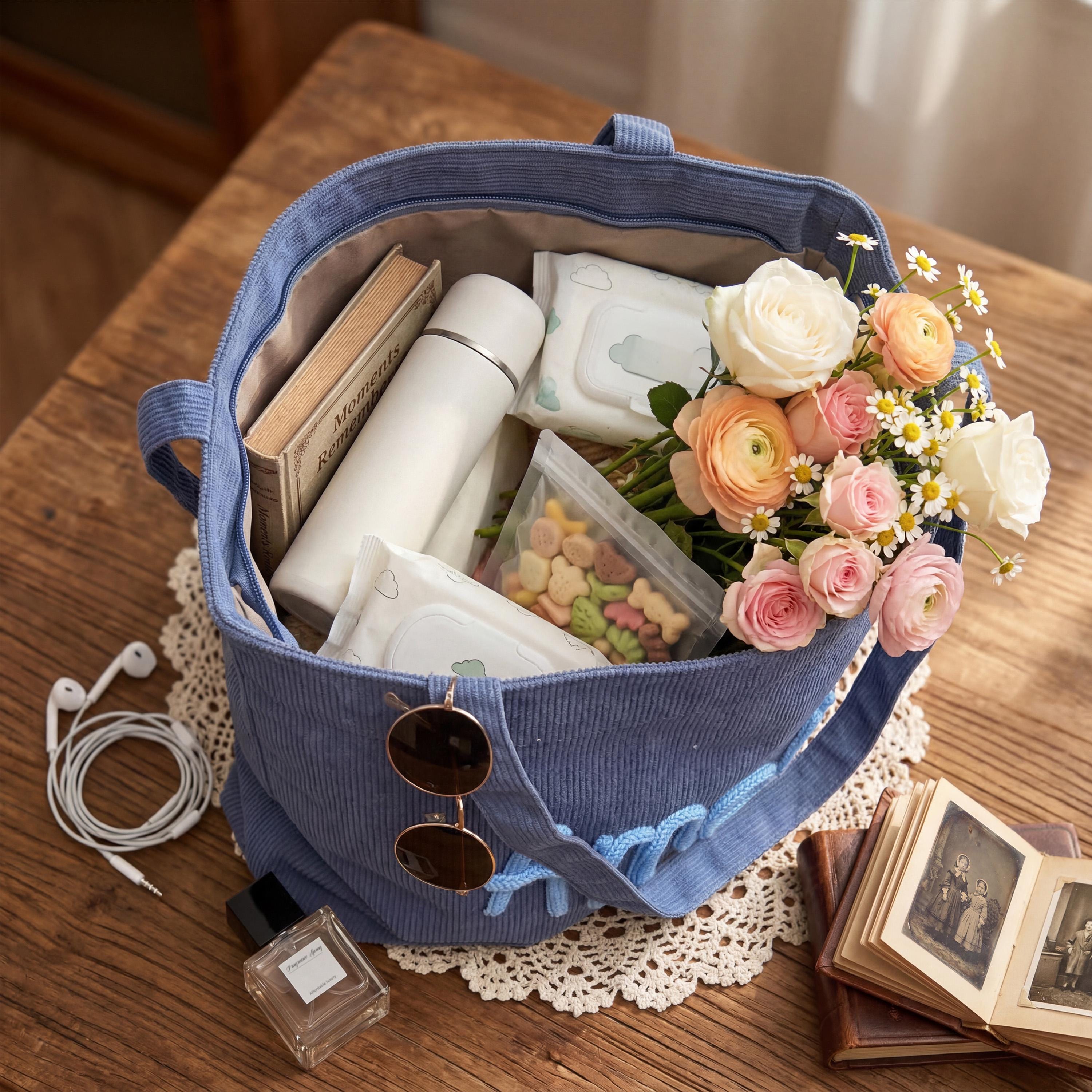 Personalized Hand Embroidered Corduroy Tote Bag for Unique & Love | JNSBag133