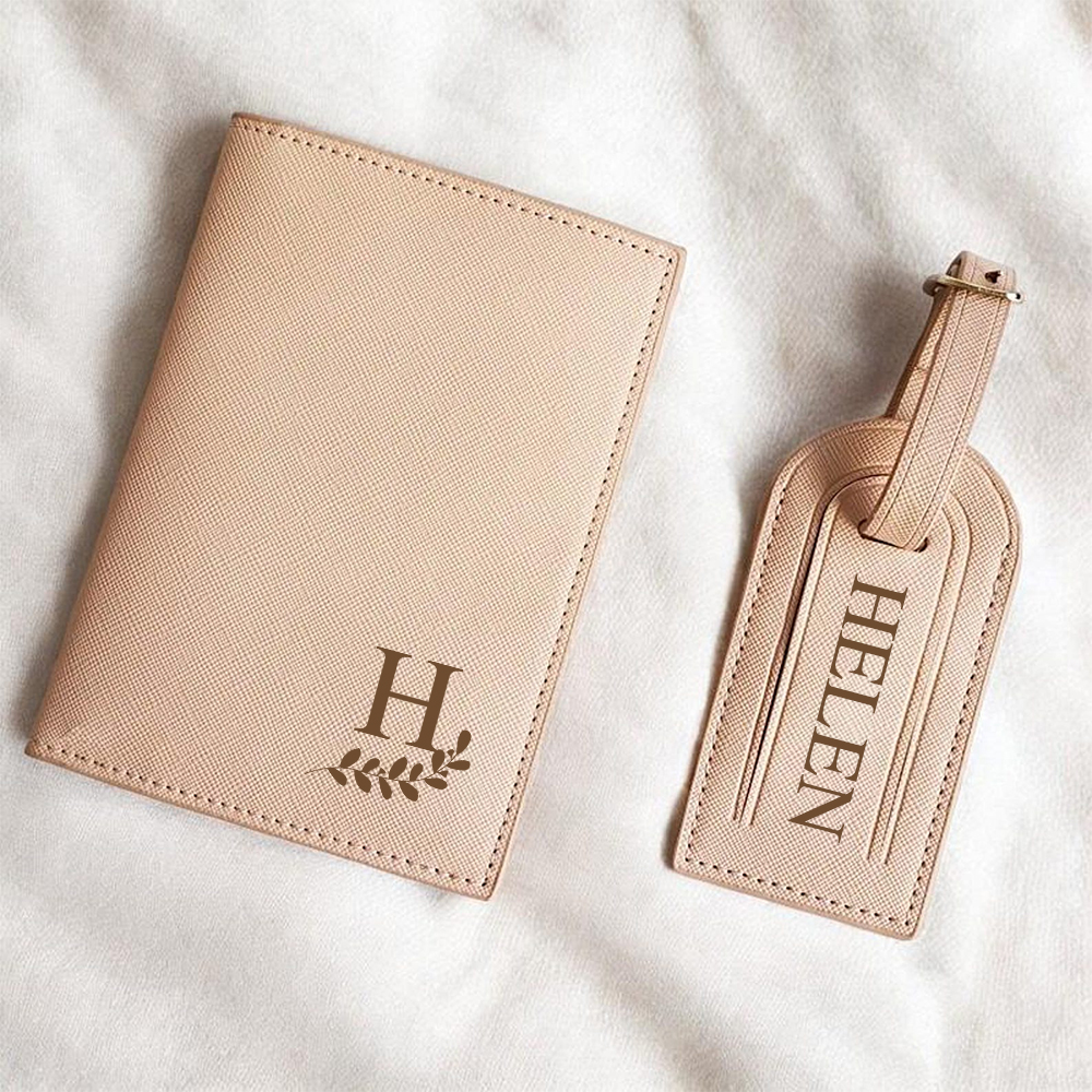 Personalized Leather Passport Wallet & Luggage Tag for Unique & Love | JNSCase04