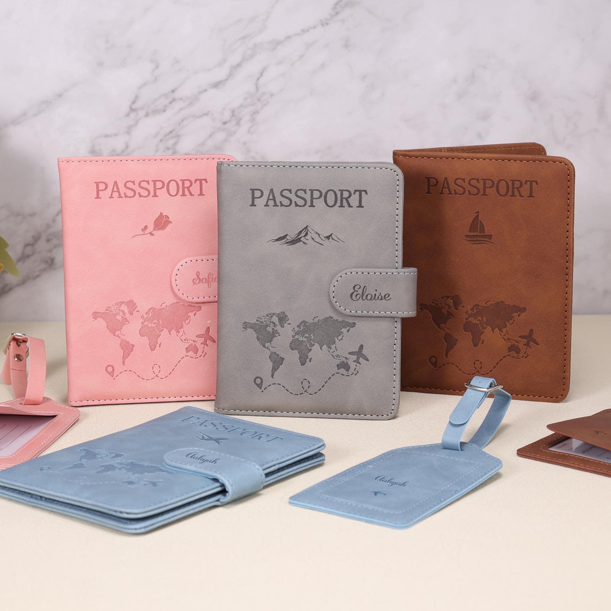 Personalized Monogram Leather Magnetic Passport Cover with RFID Blocking | JNSCase14