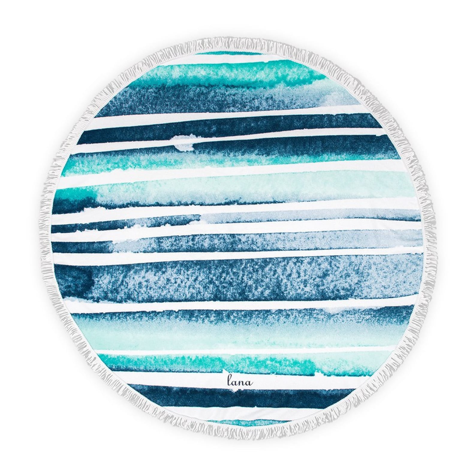 Personalized Ombre Stripes Round Beach Towels for Unique & Love | JNSTowel03