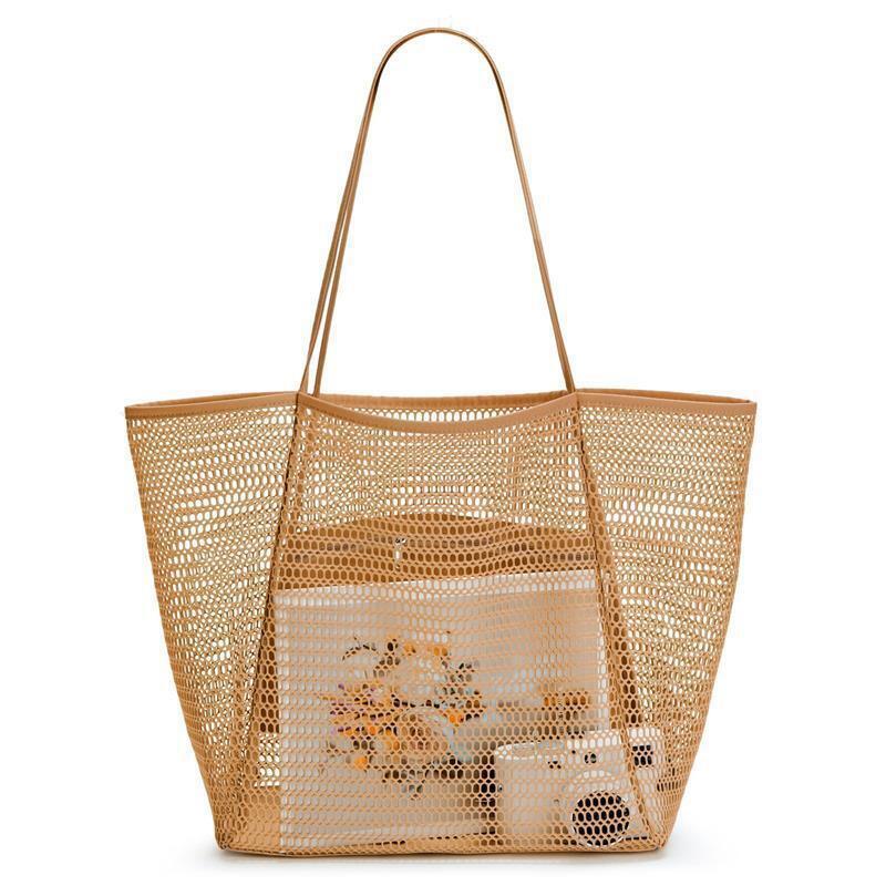 Personalized Name Mesh Beach Bag Zipper with Inner Pocket | JNSBag94