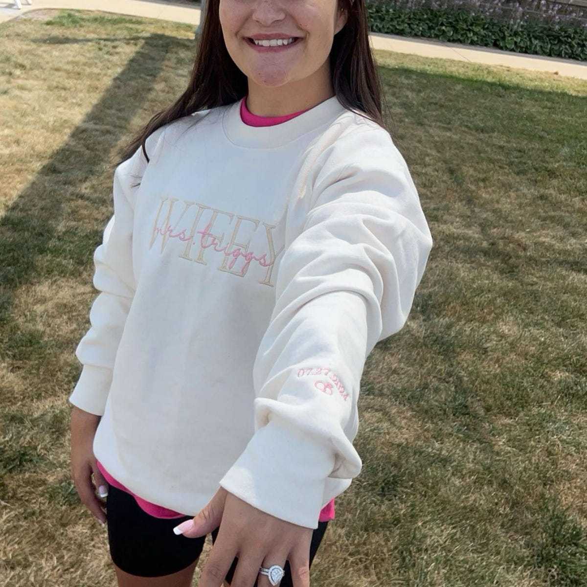 Personalized Embroidered Wife/Hubby Sweatshirt for Unique & Love | JNSCloth42