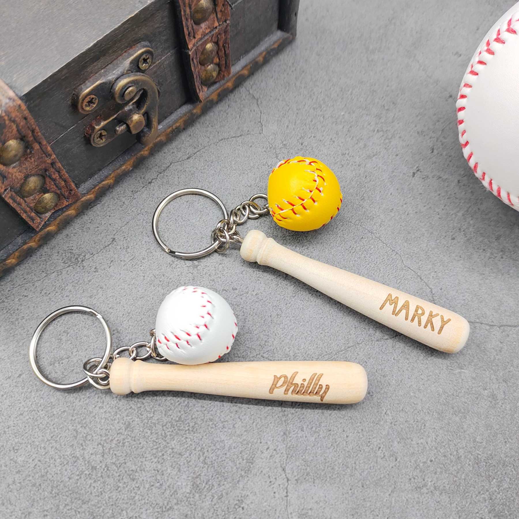 Personalized Name Engraving Baseball Keychains for Unique & Love | JNSDec136