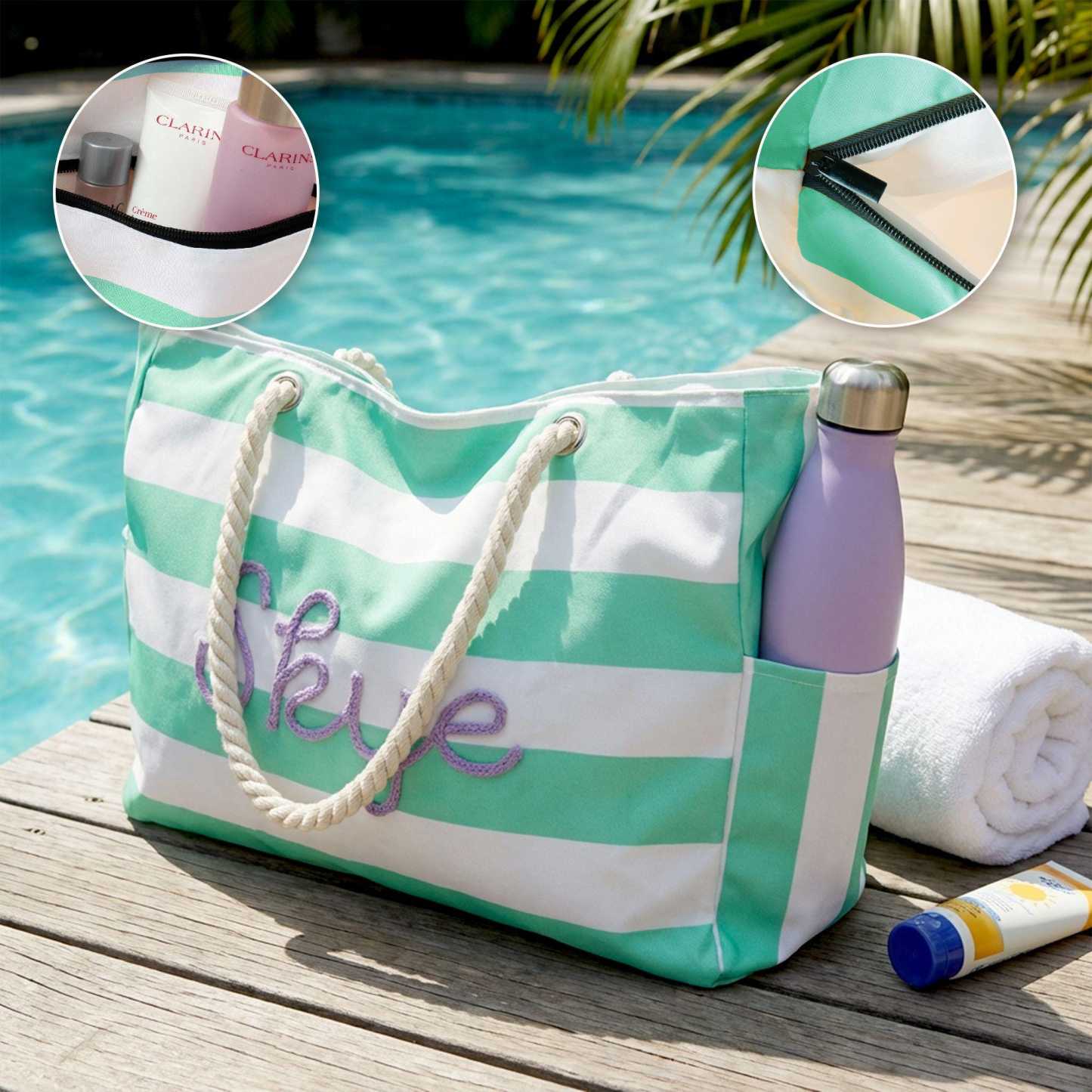 Personalized Hand Embroidered Waterproof Beach Tote Bag for Unique & Love | JNSBag128
