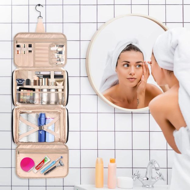 Personalized Name Leather Travel Makeup Bag | JNSBag79