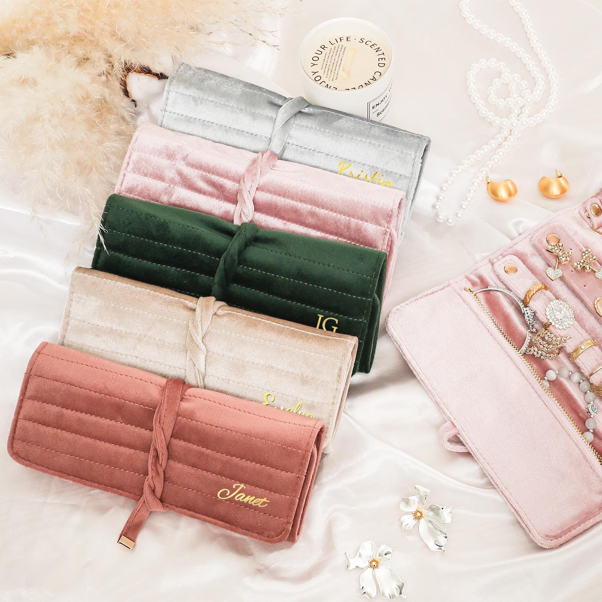 Personalized Monogrammed Velvet Travel Jewelry Rolls | JNSBag77