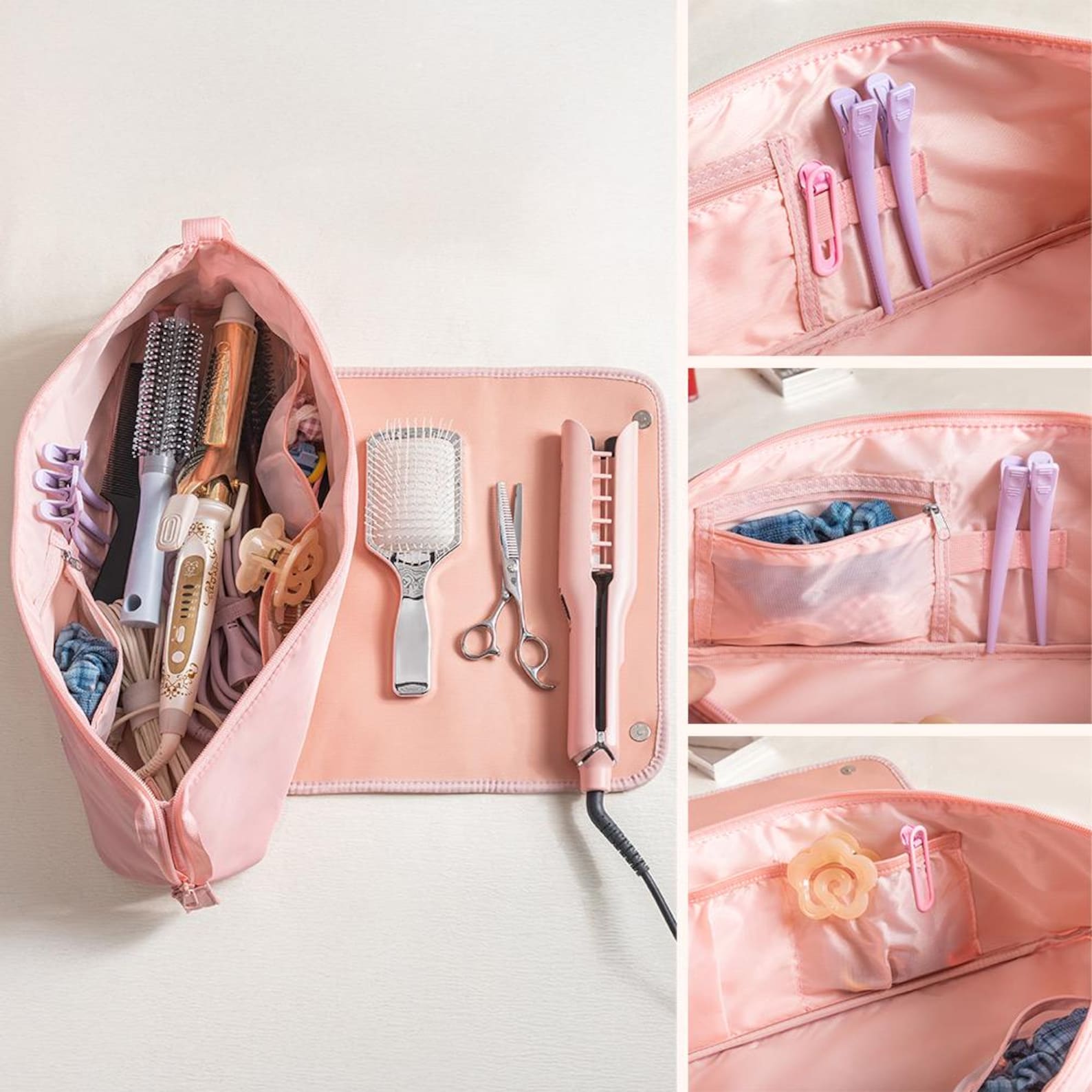 Personalized Birth Flower Hair Tools Portable 2-in-1 Design Travel Bag | JNSBag140