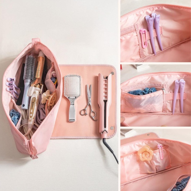 Personalized Birth Flower Hair Tools Portable 2-in-1 Design Travel Bag | JNSBag140