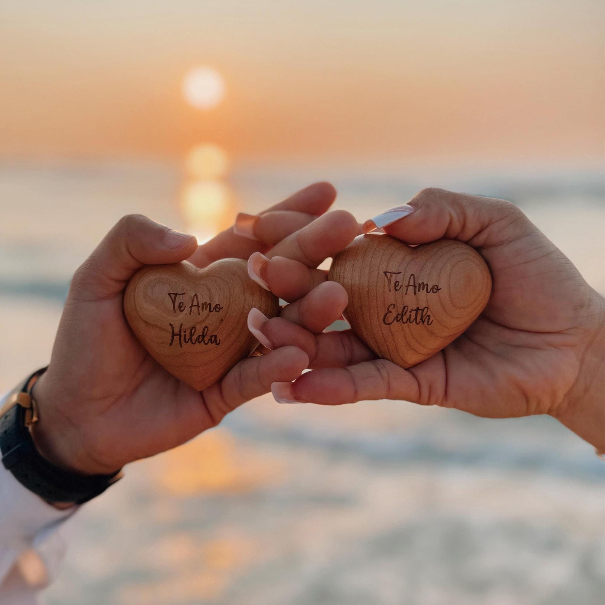 Personalized Penguin Engraved Wood Heart Gift for Unique & Love | JNSDec189