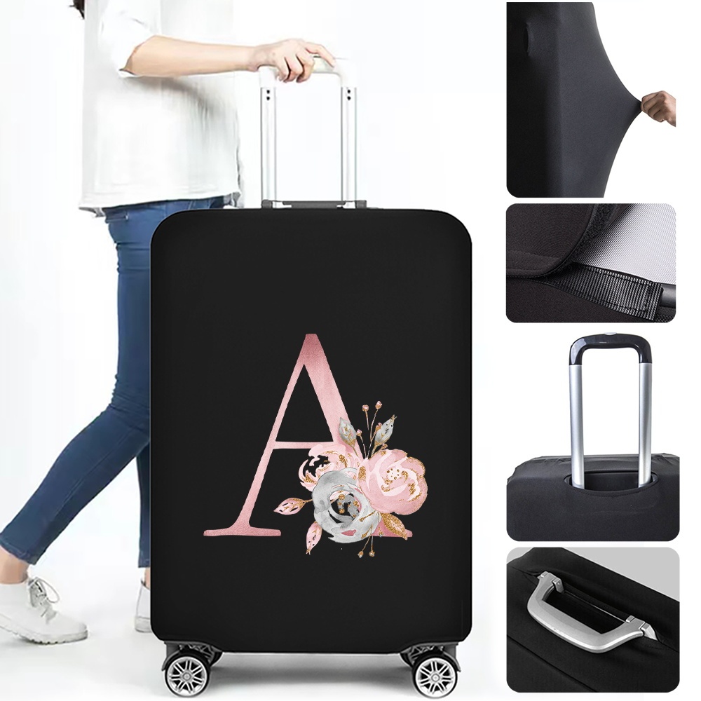 Personalized Travel Luggage Flower Letter Print Elastic Protective Covers for Unique & Love | JNSBag13