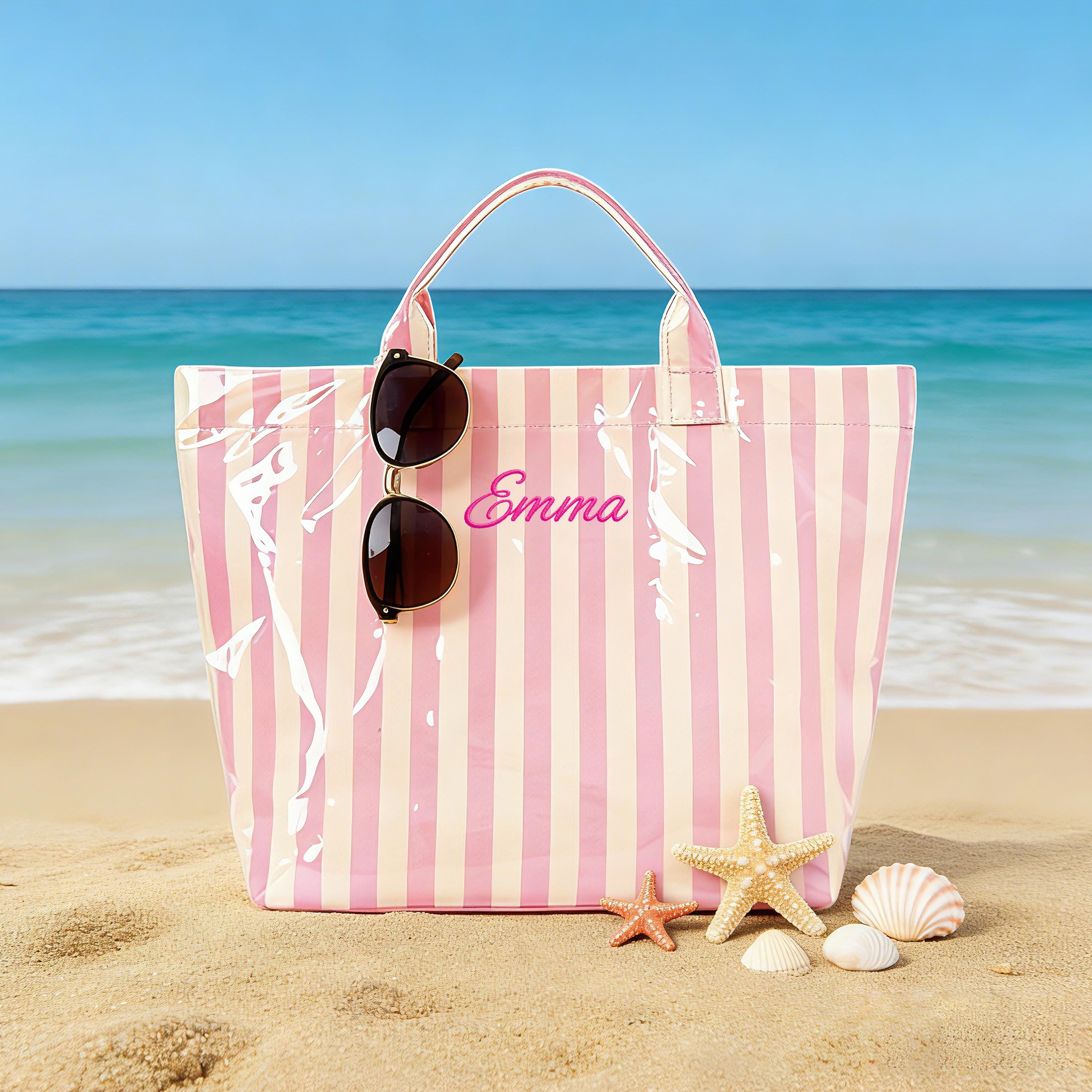 Personalized Embroidered Waterproof Striped Beach Tote Bag for Unique & Love | JNSBag123