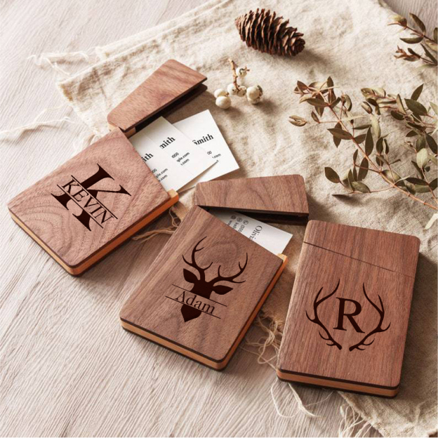 Personalized Monogram Engraved Business Card Holder with Magnetic Closure | JNSCase06