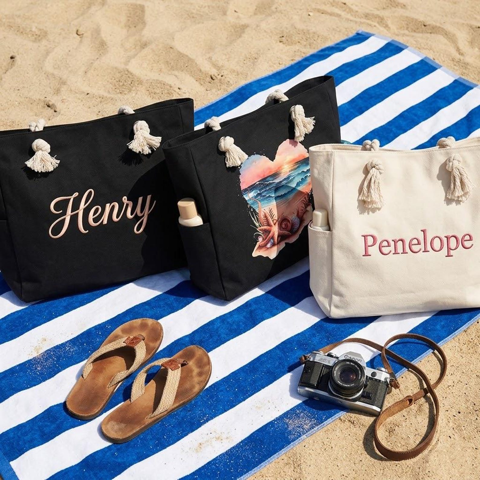 Personalized Embroidered Ocean Soul Beach Canvas Bag for Unique & Love | JNSBag127