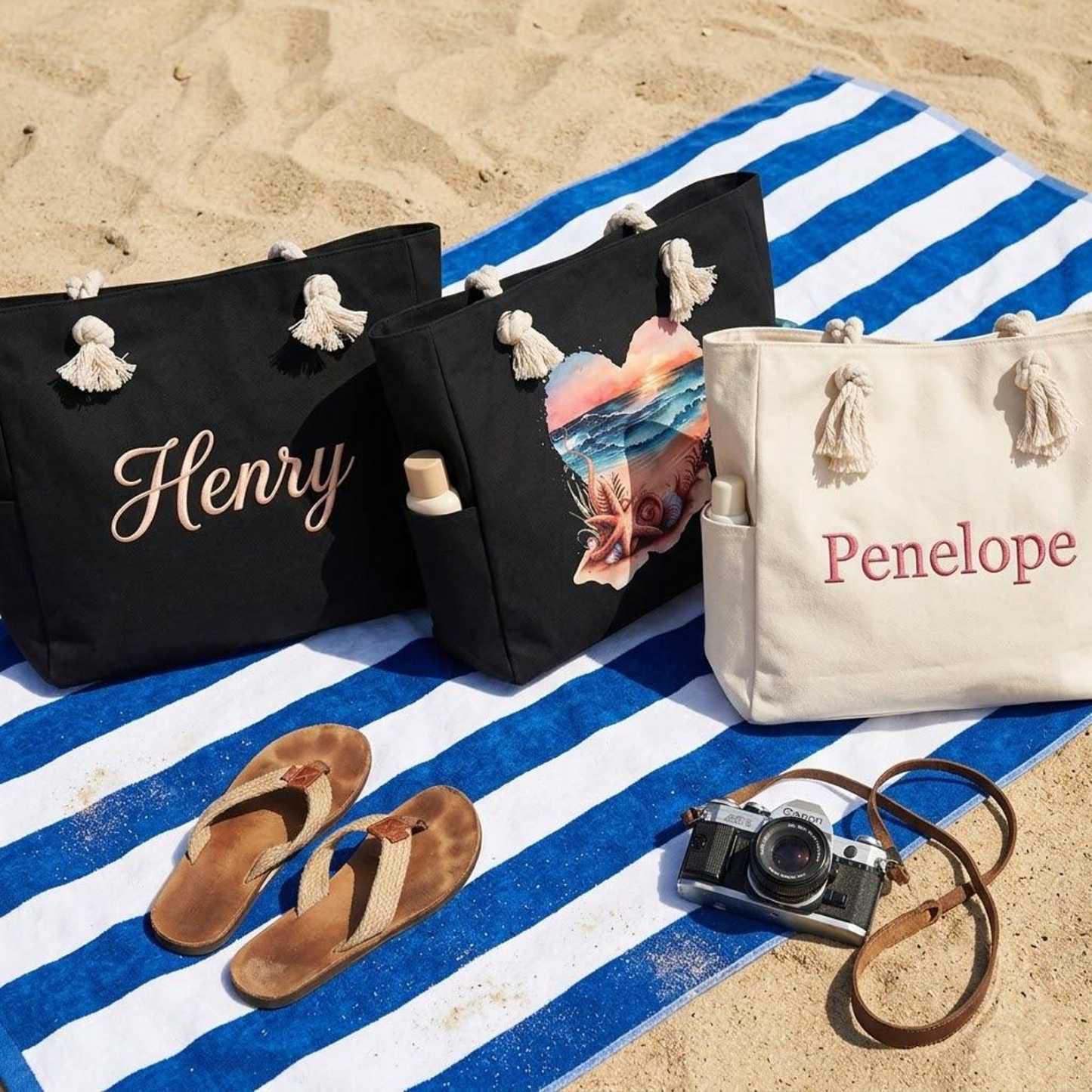Personalized Embroidered Ocean Soul Beach Canvas Bag for Unique & Love | JNSBag127