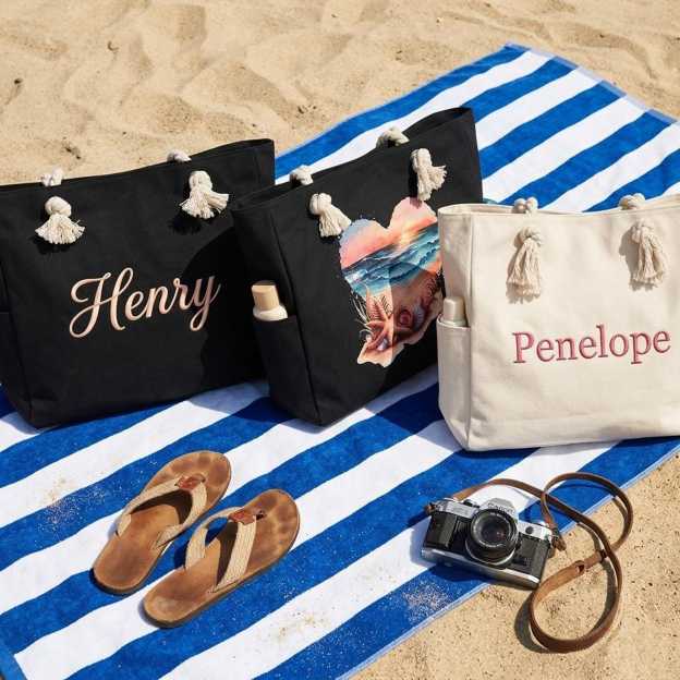 Personalized Embroidered Ocean Soul Beach Canvas Bag for Unique & Love | JNSBag127