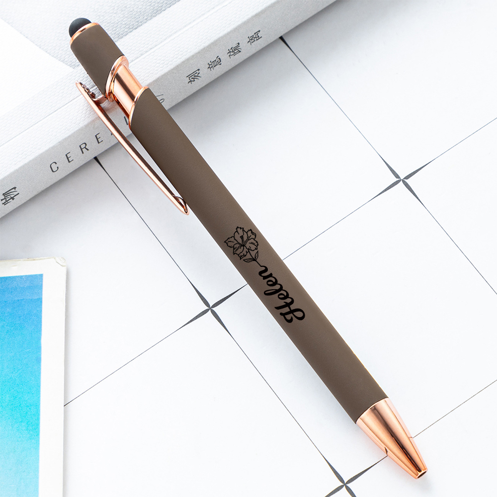 Personalized Morandi Color Birth Flower Retractable Ballpoint Pen for Unique & Love | JNSTool18
