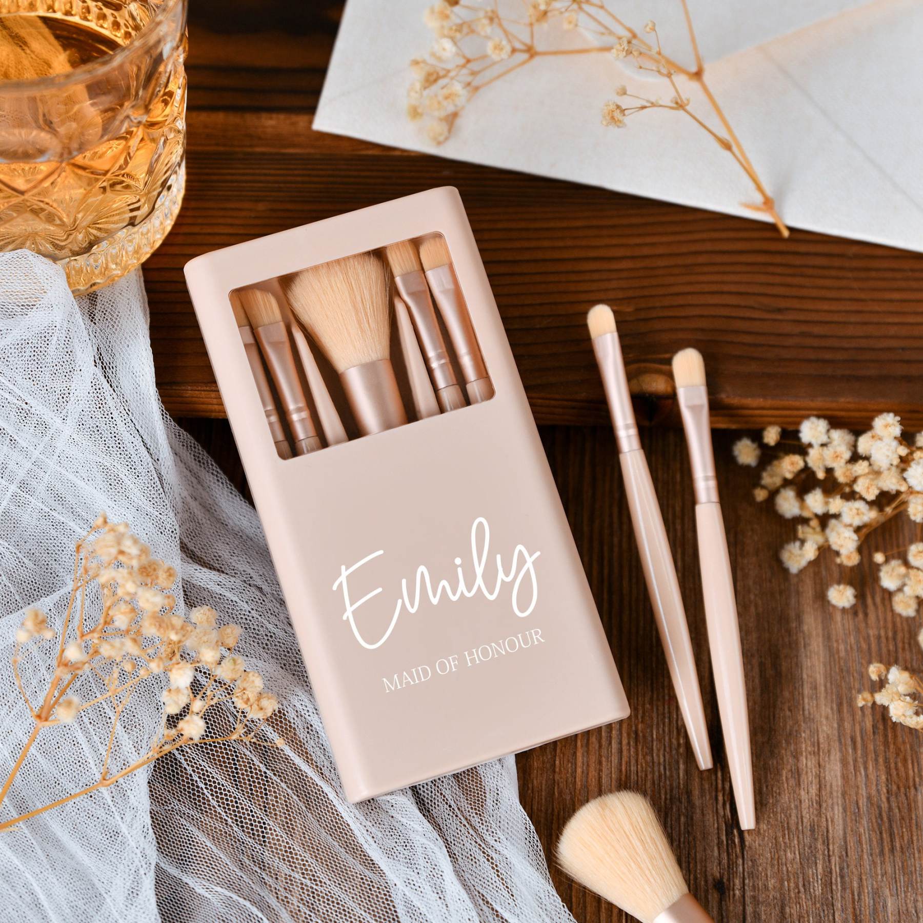 Personalized Makeup Brush Set with Mirror for Unique & Love | JNSBag19