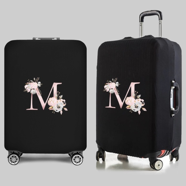 Personalized Travel Luggage Flower Letter Print Elastic Protective Covers for Unique & Love | JNSBag13