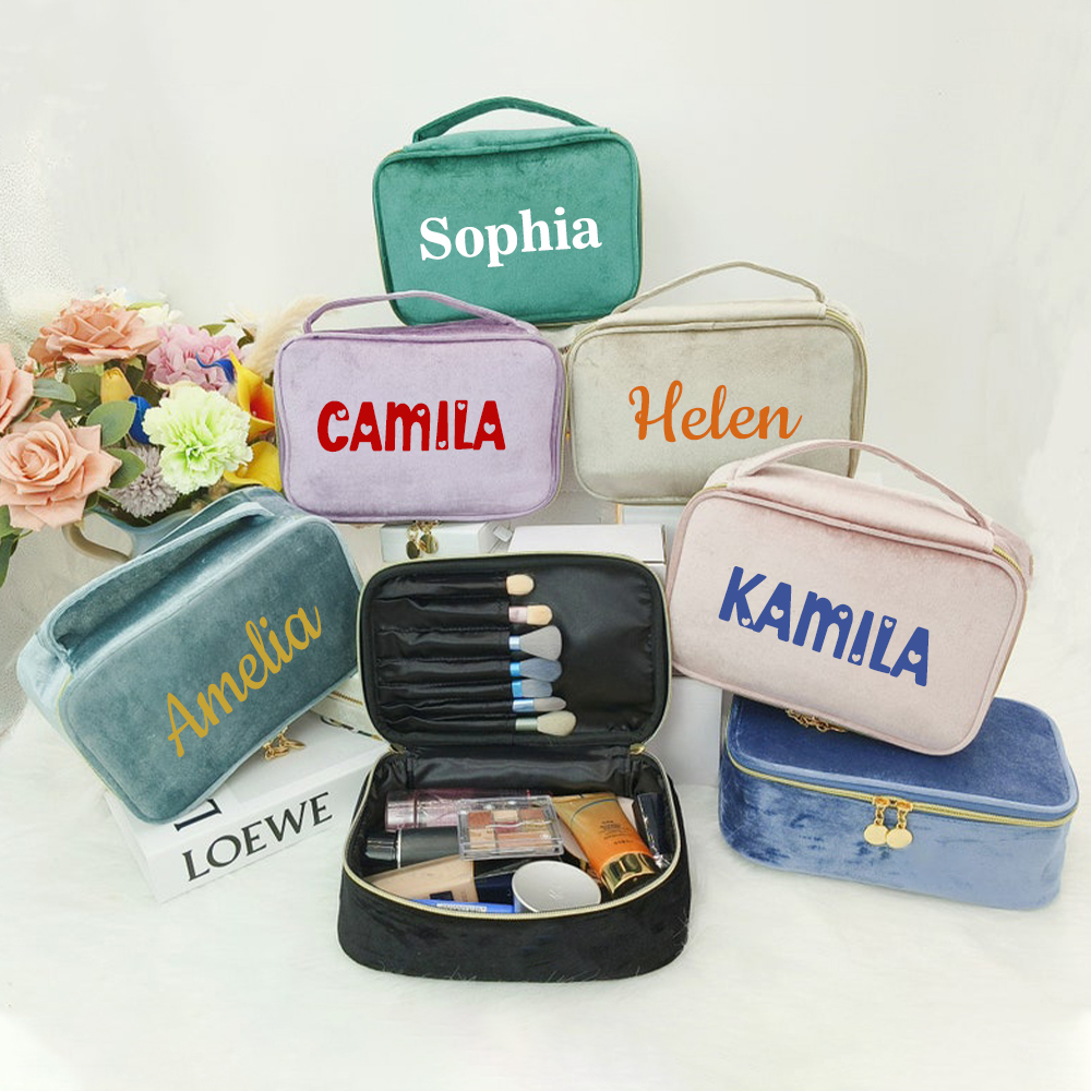 Personalized Name Velvet Makeup Bag | JNSBag68