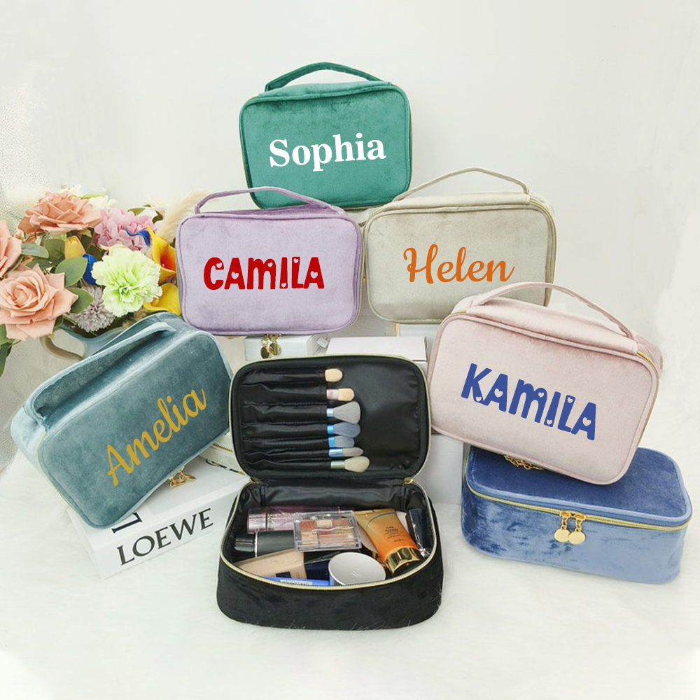 Personalized Name Velvet Makeup Bag | JNSBag68
