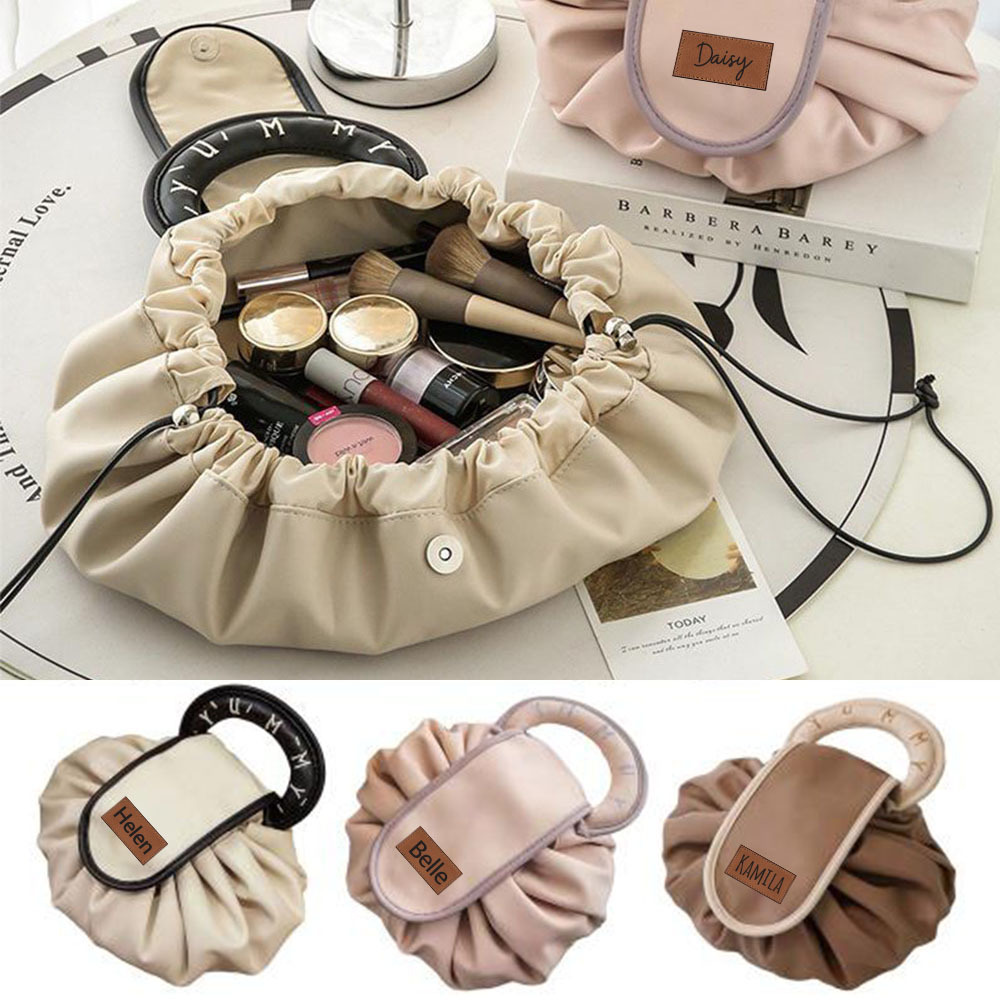Personalized Leather Drawstring Portable Makeup Bag for Unique & Love | JNSBag104