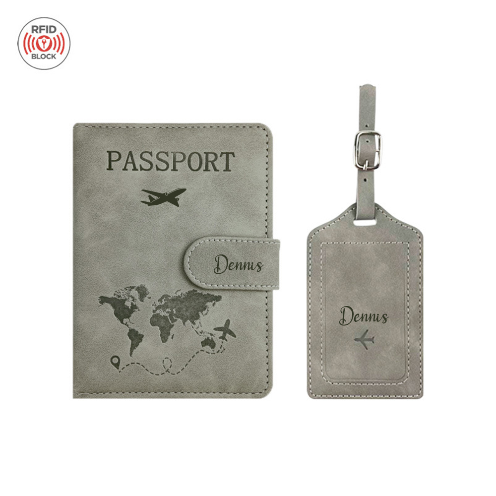 Personalized Monogram Leather Magnetic Passport Cover with RFID Blocking | JNSCase14