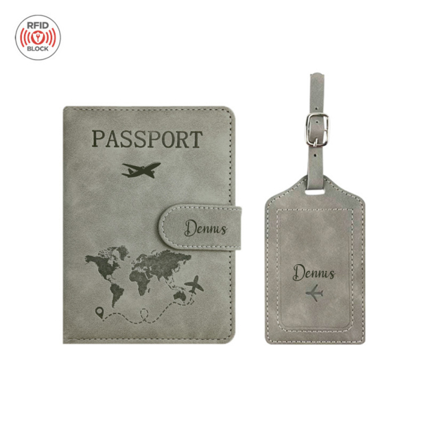 Personalized Monogram Leather Magnetic Passport Cover with RFID Blocking | JNSCase14