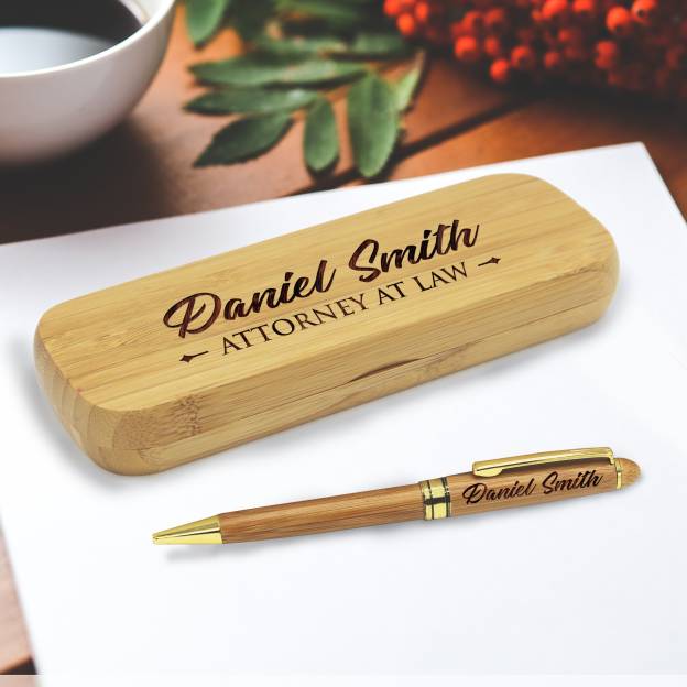 Personalized Monogram Wood Engraved Pen Set | JNSDec94
