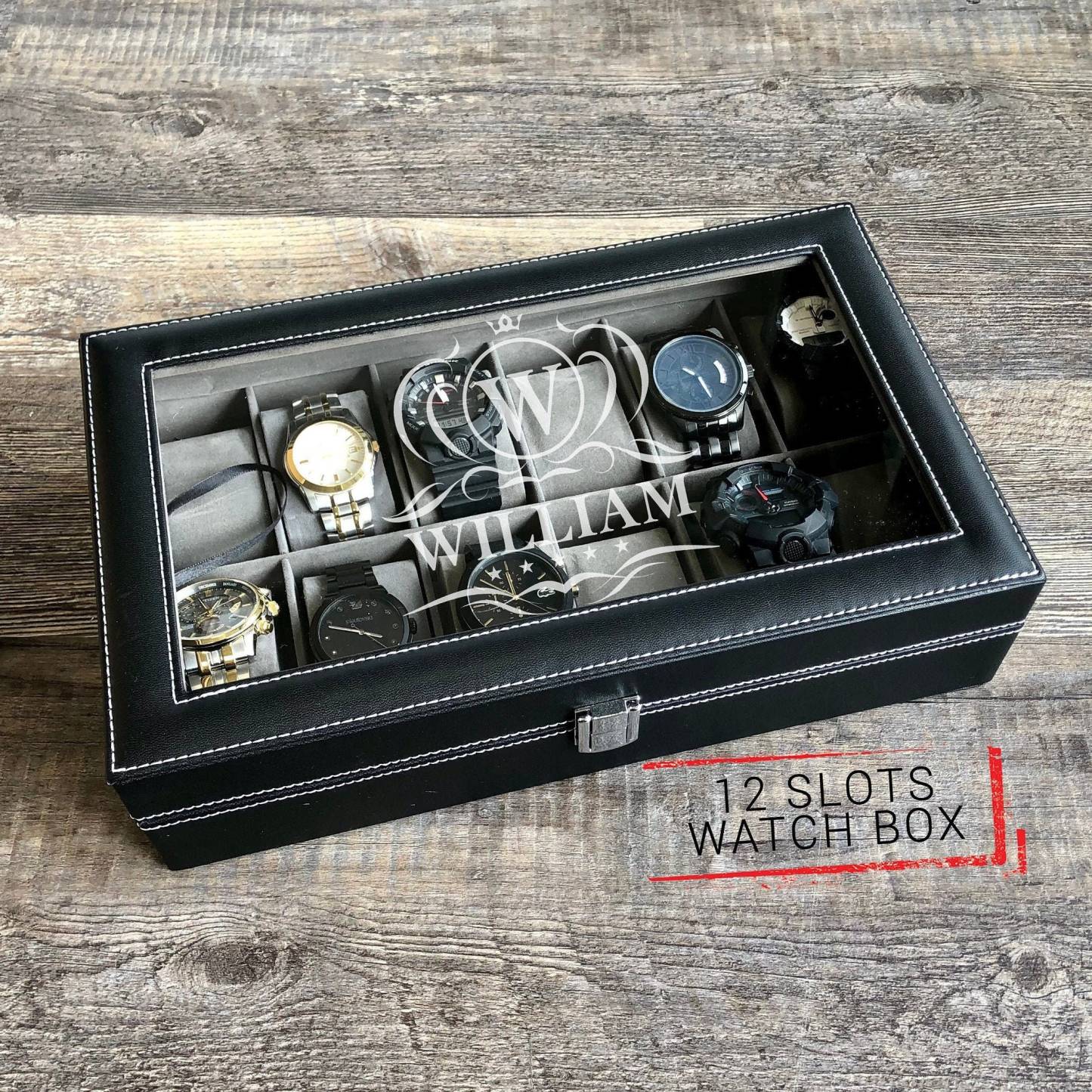 Personalized Monogram Leather Watch Box for Unique & Love | JNSCase03