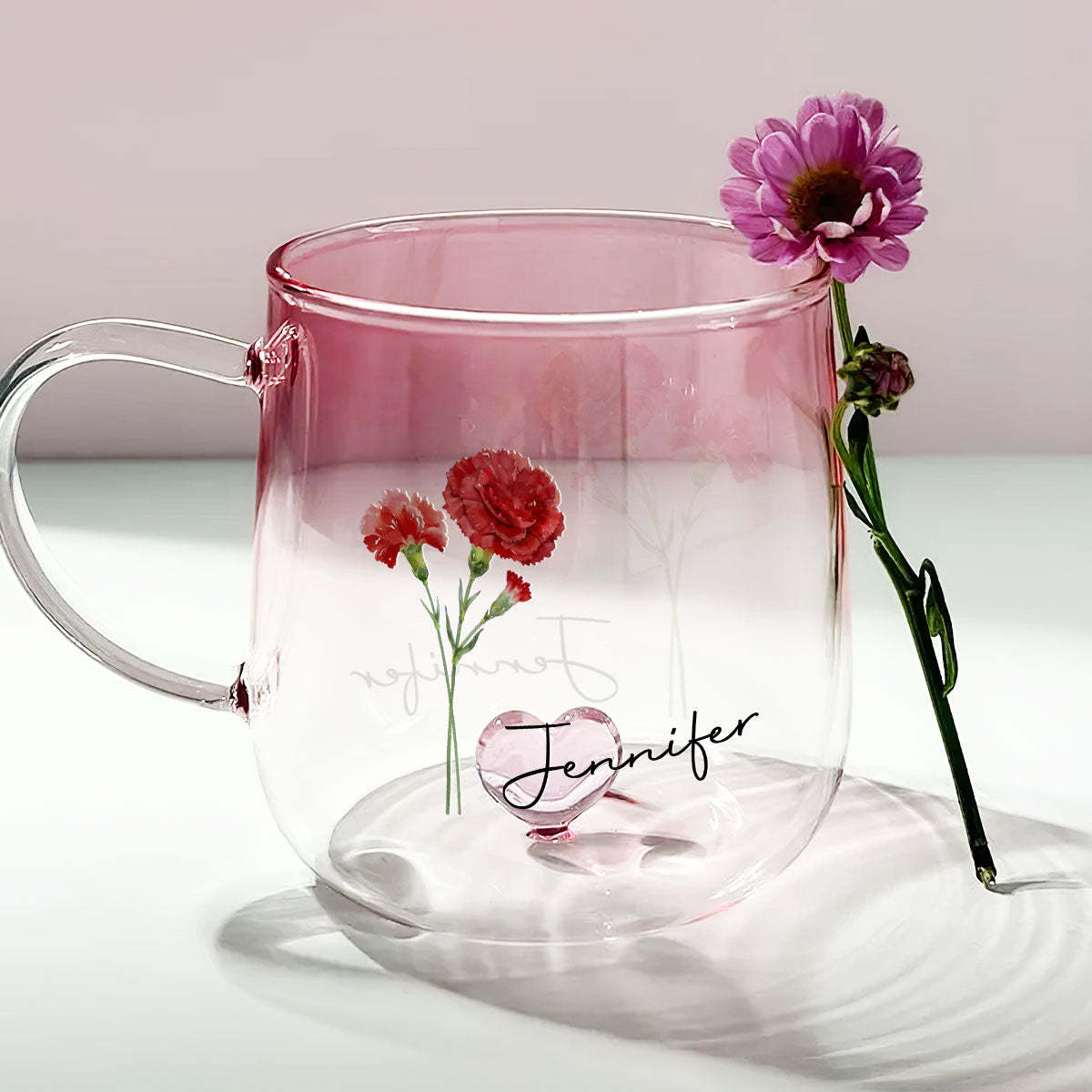 Personalized Birth Month Flower Glass Mug for Unique & Love | JNSDec13
