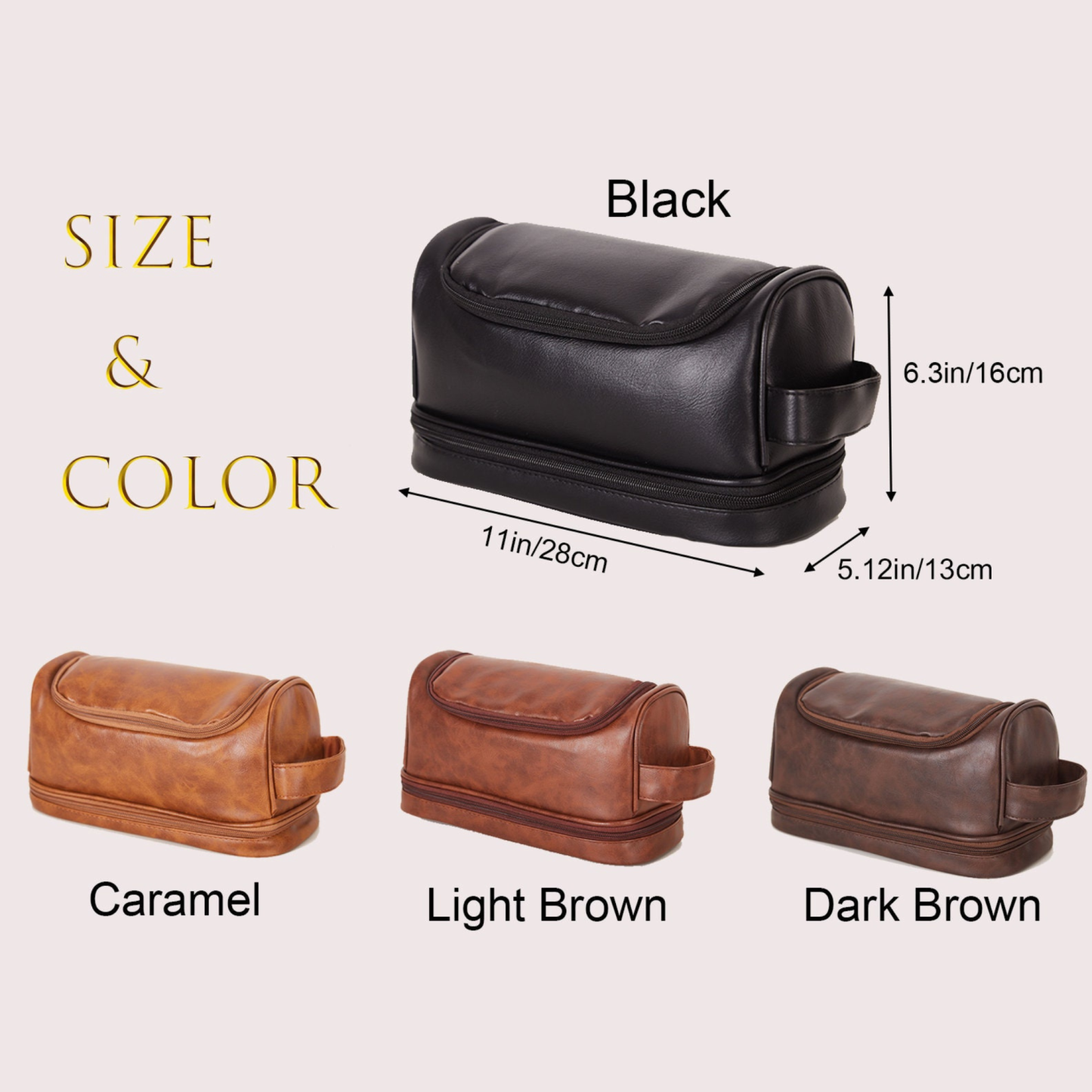 Personalized Leather Monogram Embroidered Wash Bag for Unique & Love | JNSBag138