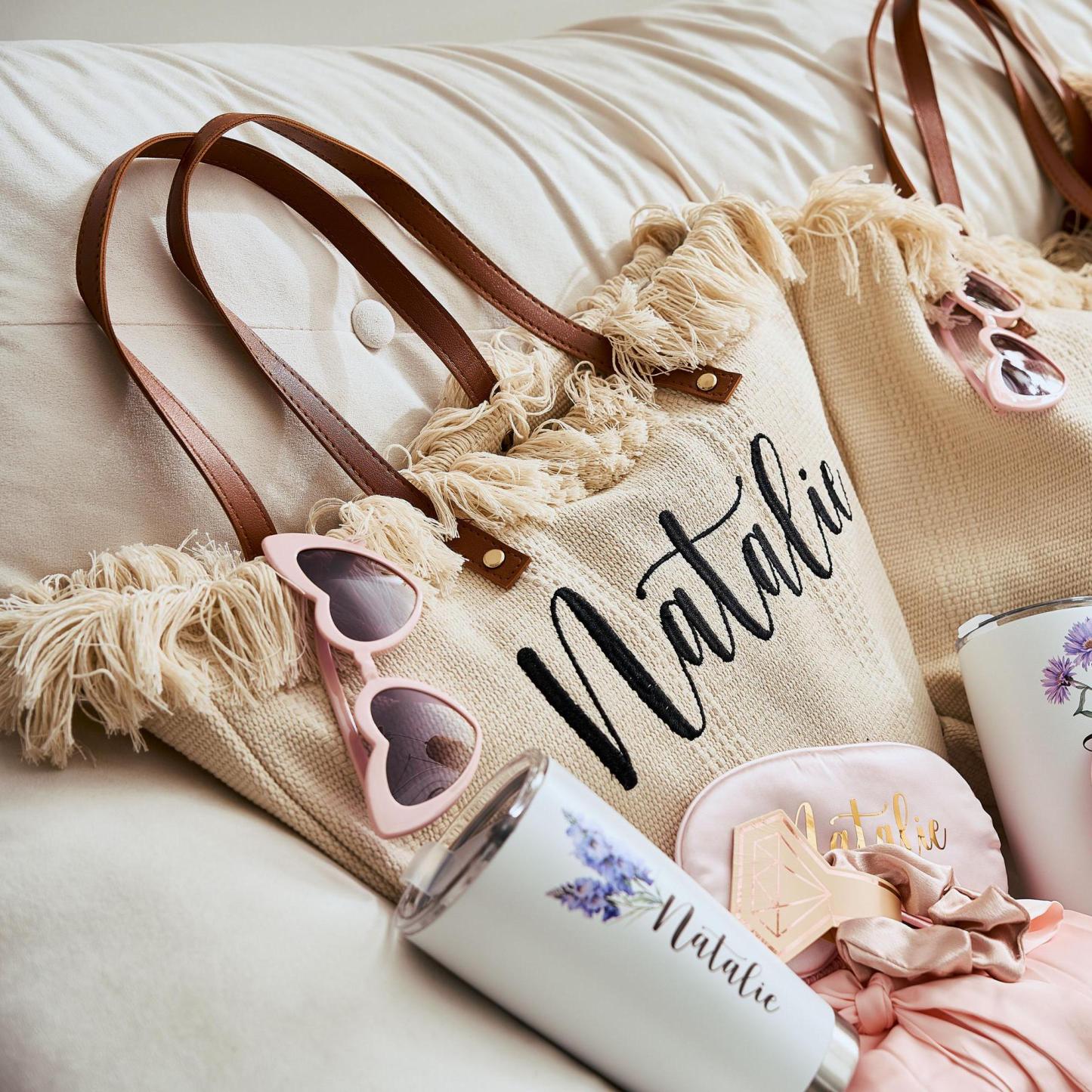 Personalized Name Embroidered Bridesmaid Proposal Canvas Bags | JNSBag80