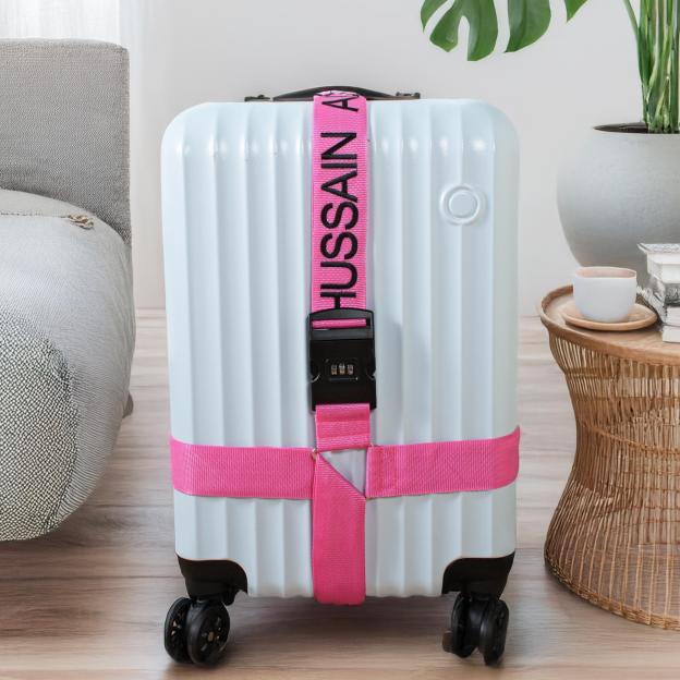 Personalized Name Embroidery Luggage Strap Belt With Combination Lock | JNSDec196