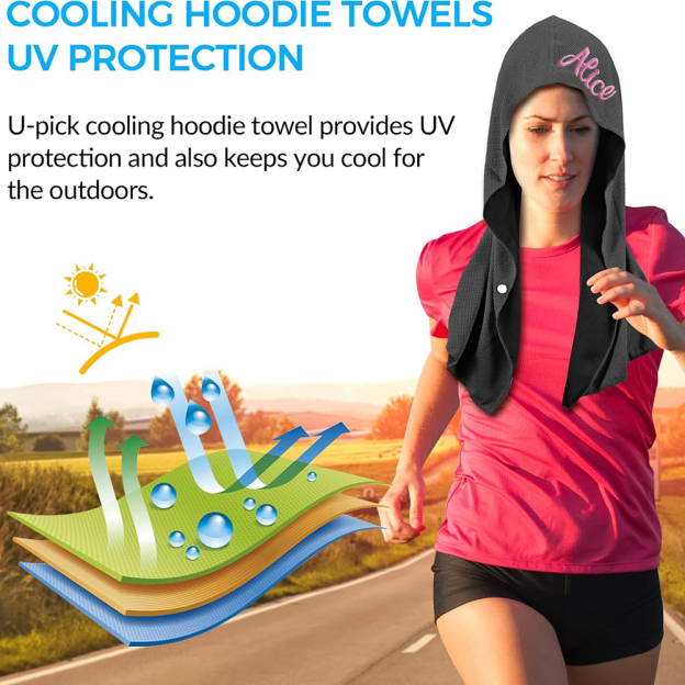 Personalized Quick Drying Cooling Hoodie Towel for Neck and Face UV Sun Protection | JNSCloth46