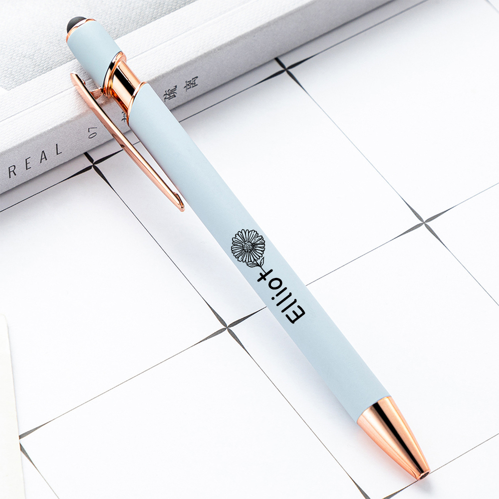 Personalized Morandi Color Birth Flower Retractable Ballpoint Pen for Unique & Love | JNSTool18