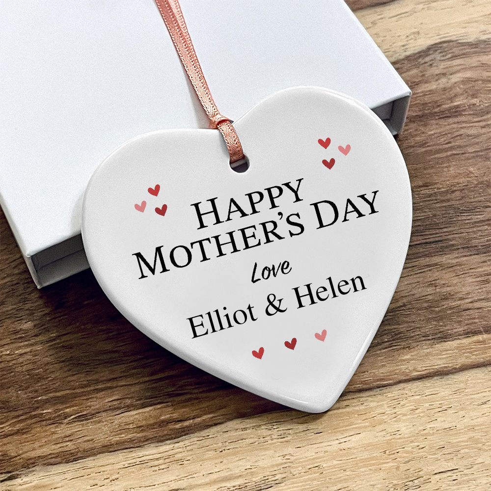 Personalised Mother's Day Ceramic Heart Ornament for Unique & Love | JNSDec125