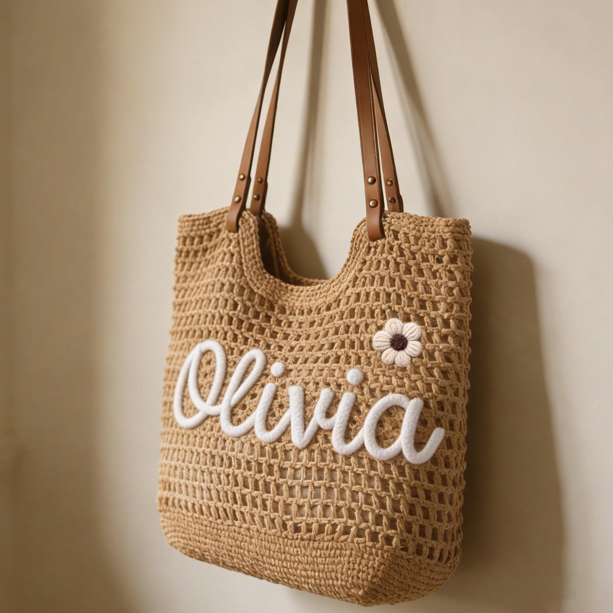 Personalized Handmade Embroidered Crochet Beach Tote for Unique & Love | JNSBag141