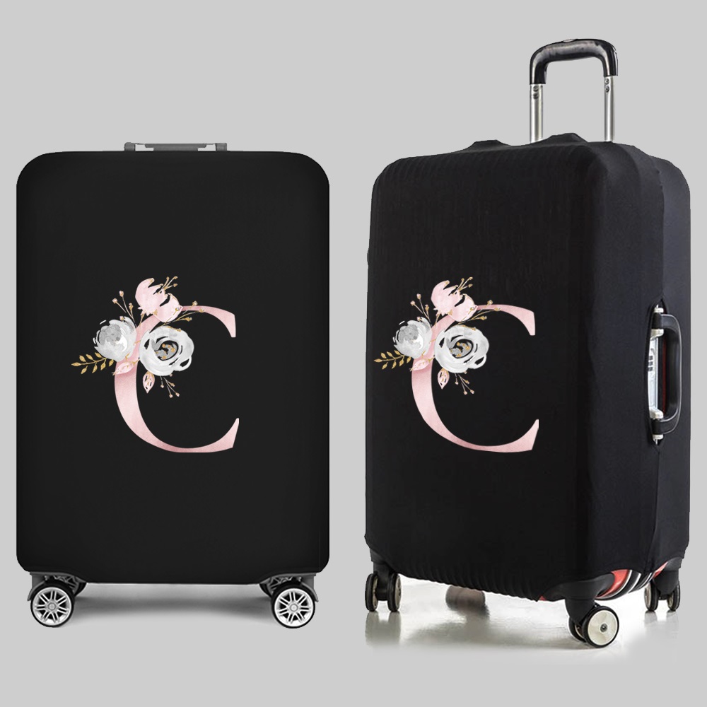 Personalized Travel Luggage Flower Letter Print Elastic Protective Covers for Unique & Love | JNSBag13