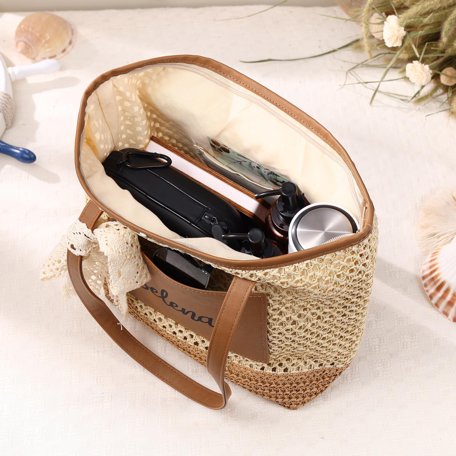 Personalized Name Straw Tote Bag for Unique & Love | JNSBag131