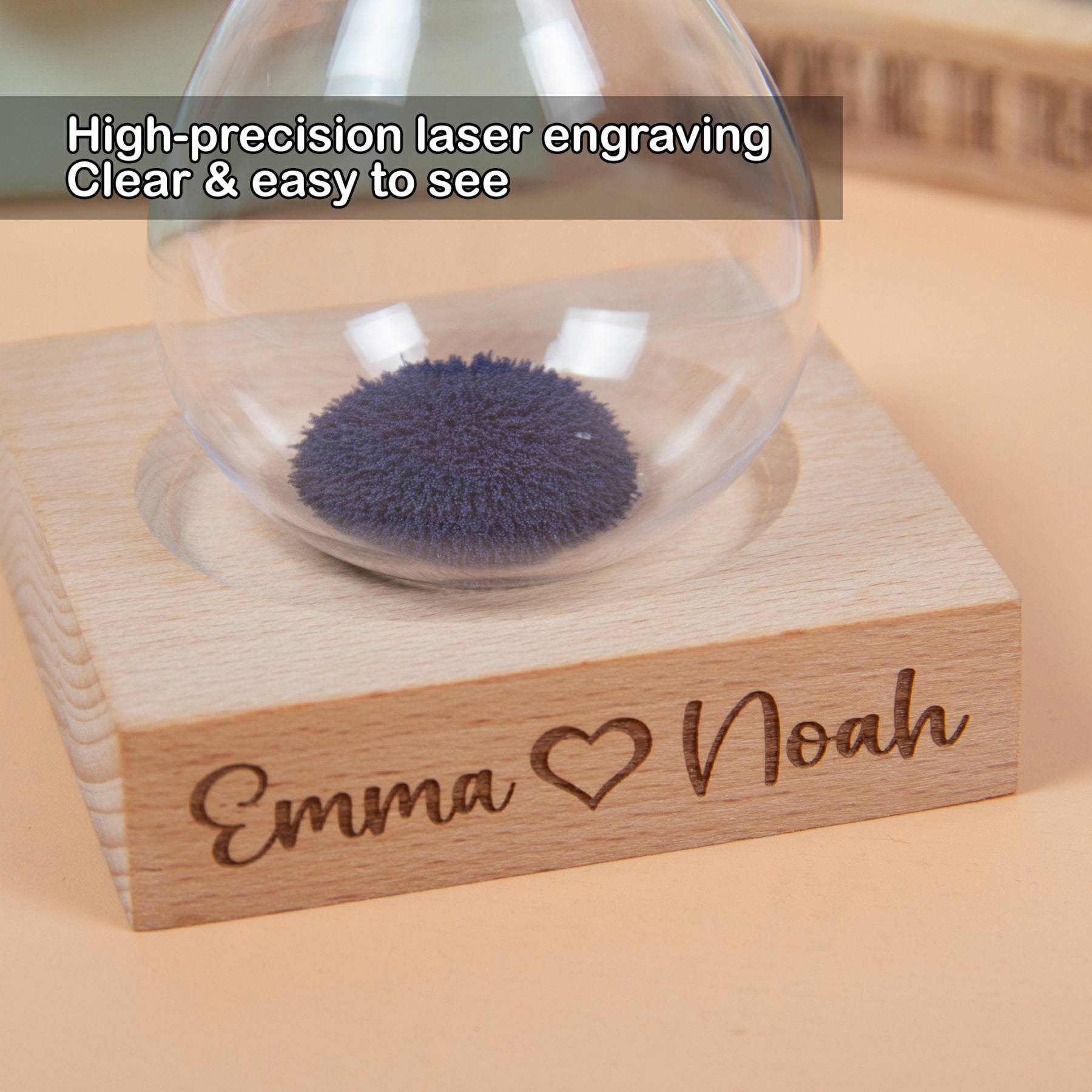 Personalized Engraved Magnetic Hourglass with Wooden Base | JNSDec165