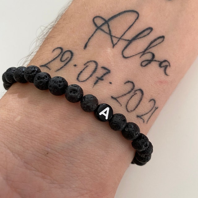 Personalized Name Bracelet with Lava Beads  | JNSDec107