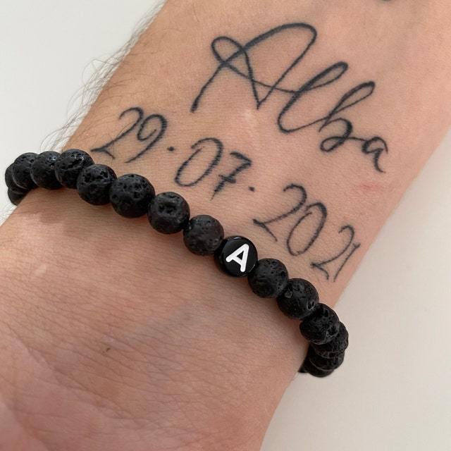 Personalized Name Bracelet with Lava Beads  | JNSDec107