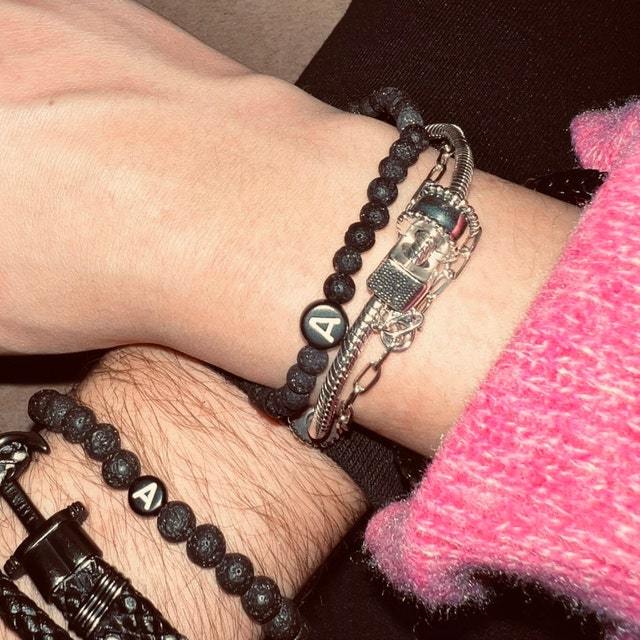 Personalized Name Bracelet with Lava Beads  | JNSDec107