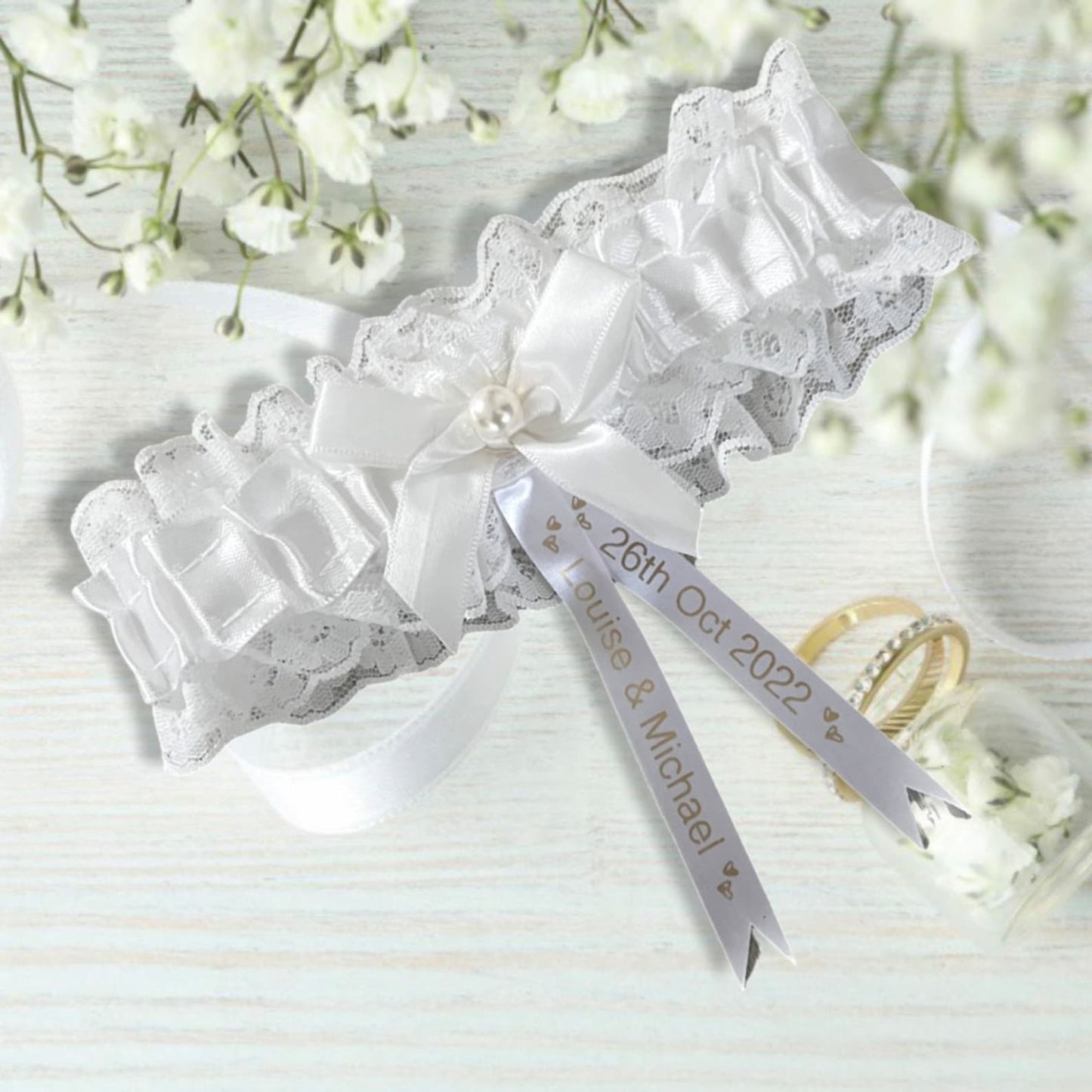 Personalized Sash Lace Garter with Name & Date for Unique & Love | JNSCloth14