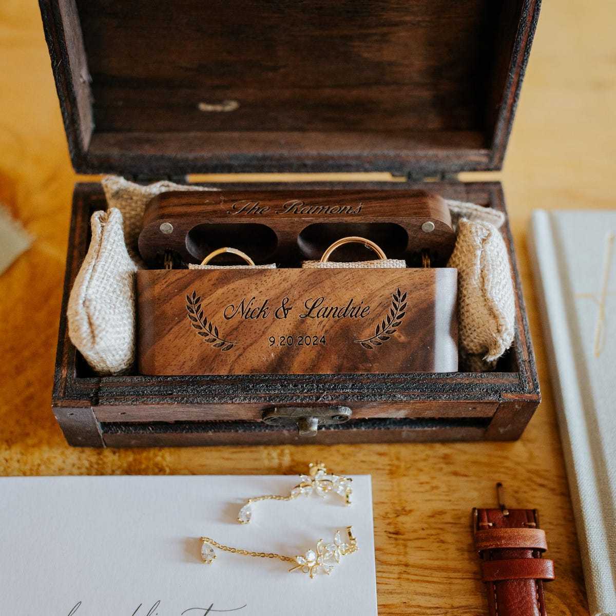Personalized Wooden Wedding Ring Box for Unique & Love | JNSDec158