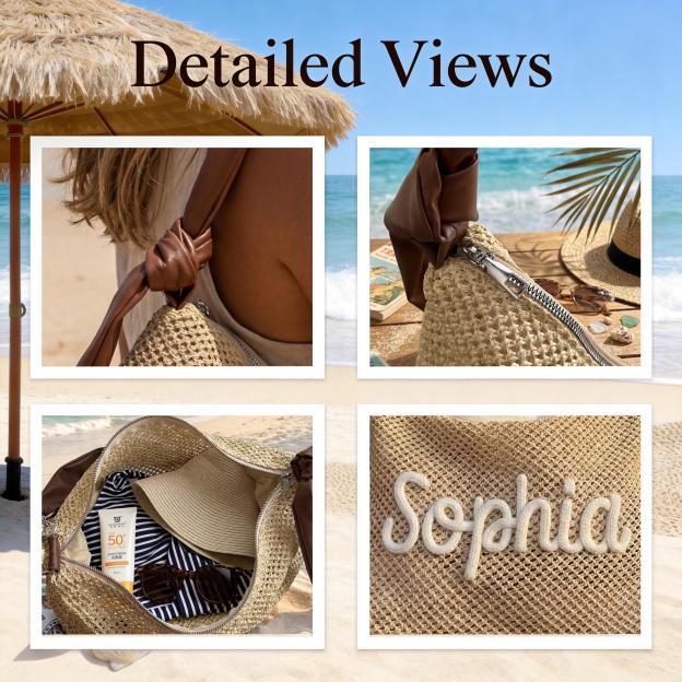 Personalized Handmade Embroidered Personalized Straw Crossbody Bag for Unique & Love | JNSBag142