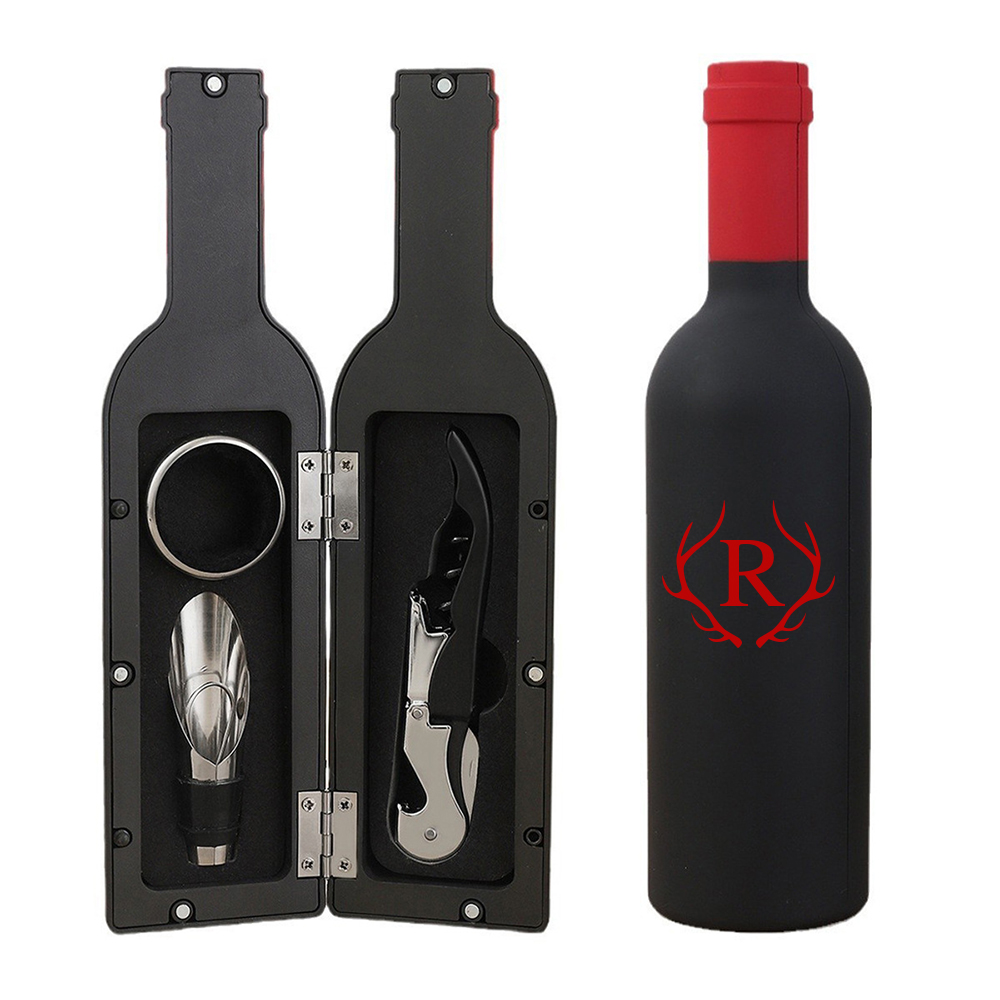 Personalized Monogram Wine Bottle Accessories Gift Set | JNSTool11