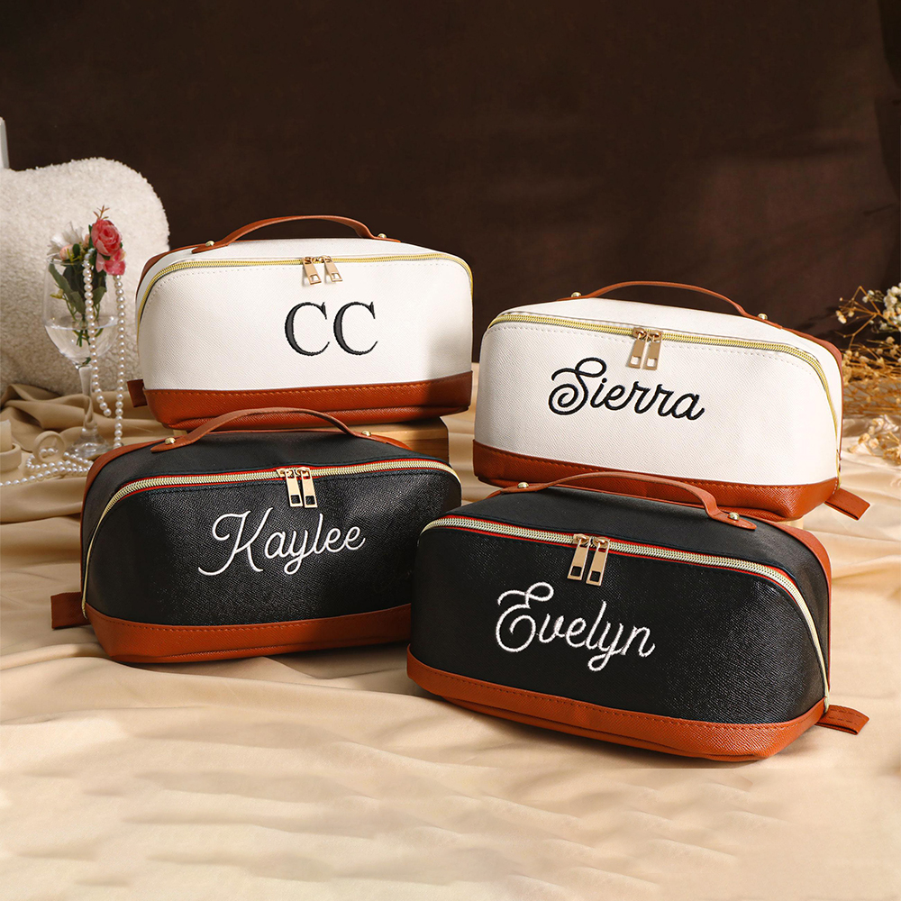 Personalized Embroidered Leather Makeup Bag for Unique & Love | JNSBag107